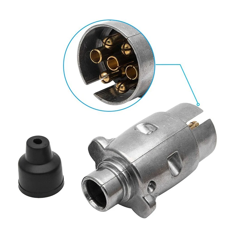 

New Durable 7 Pin Aluminium Alloy Plug Trailer Truck Towing Electrics 12V Connector Professional Replacement For Truck EU Plug