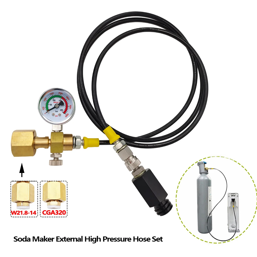 Pressão Mangueira Kit Externo para Água Soda Sodastream Homebrew Co2 Dióxido de Carbono Tanque Tr214 to W21.814 Cga320 Alta
