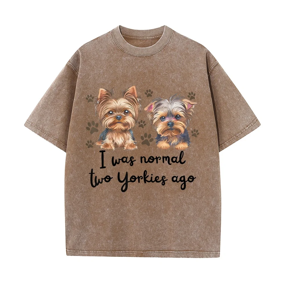 Cute I was Normal Two Yorkie Ago Mom Dad Mothers Day T-Shirt Men's Kitty Luxury Designer Clothes Summer Top Funny Quote Tee
