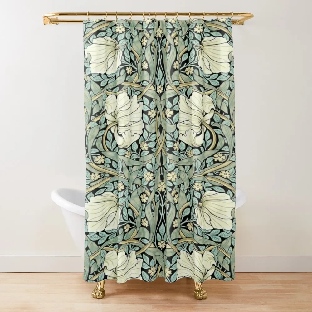 William Morris Shower Curtain,Green   Set for Bathroom Heavy Weight Fabric Decorative Bath  Washable