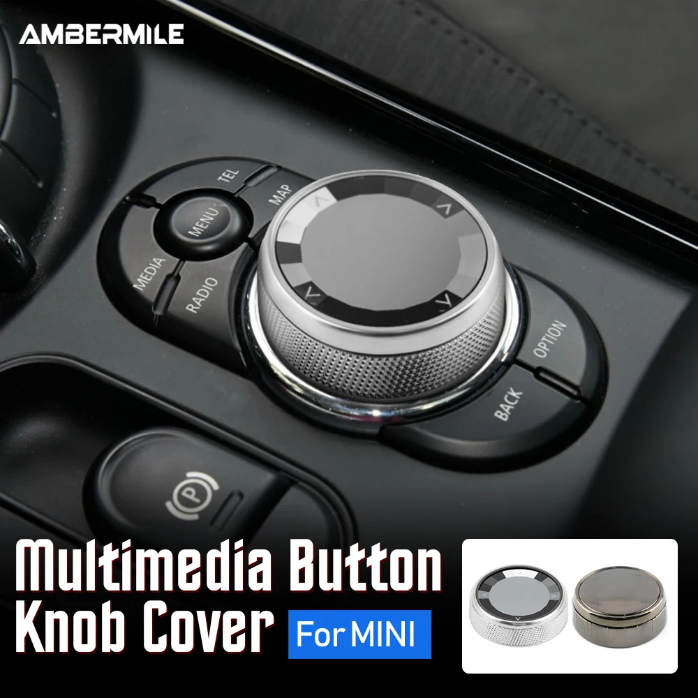 AMBEMILE Crystal for Mini Cooper F54 F55 F56 F57 F60 Countryman Accessories Interior Car IDrive Multimedia Button Knob Cover