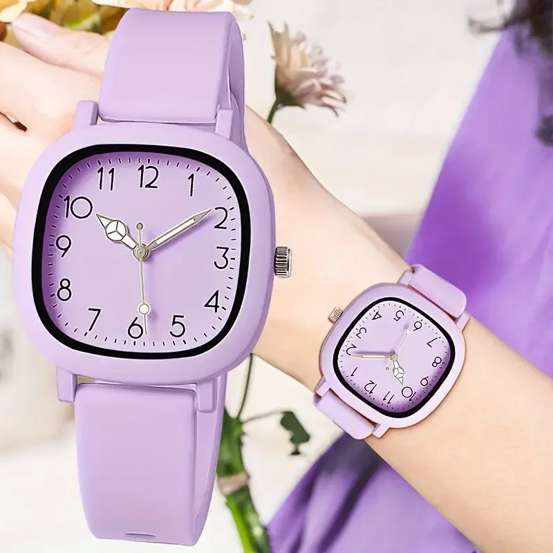 Fashion Candy Color Silicone Band Women Watches Square Dial Ladies Quartz Wristwatch for Girls Clock Reloj Mujer