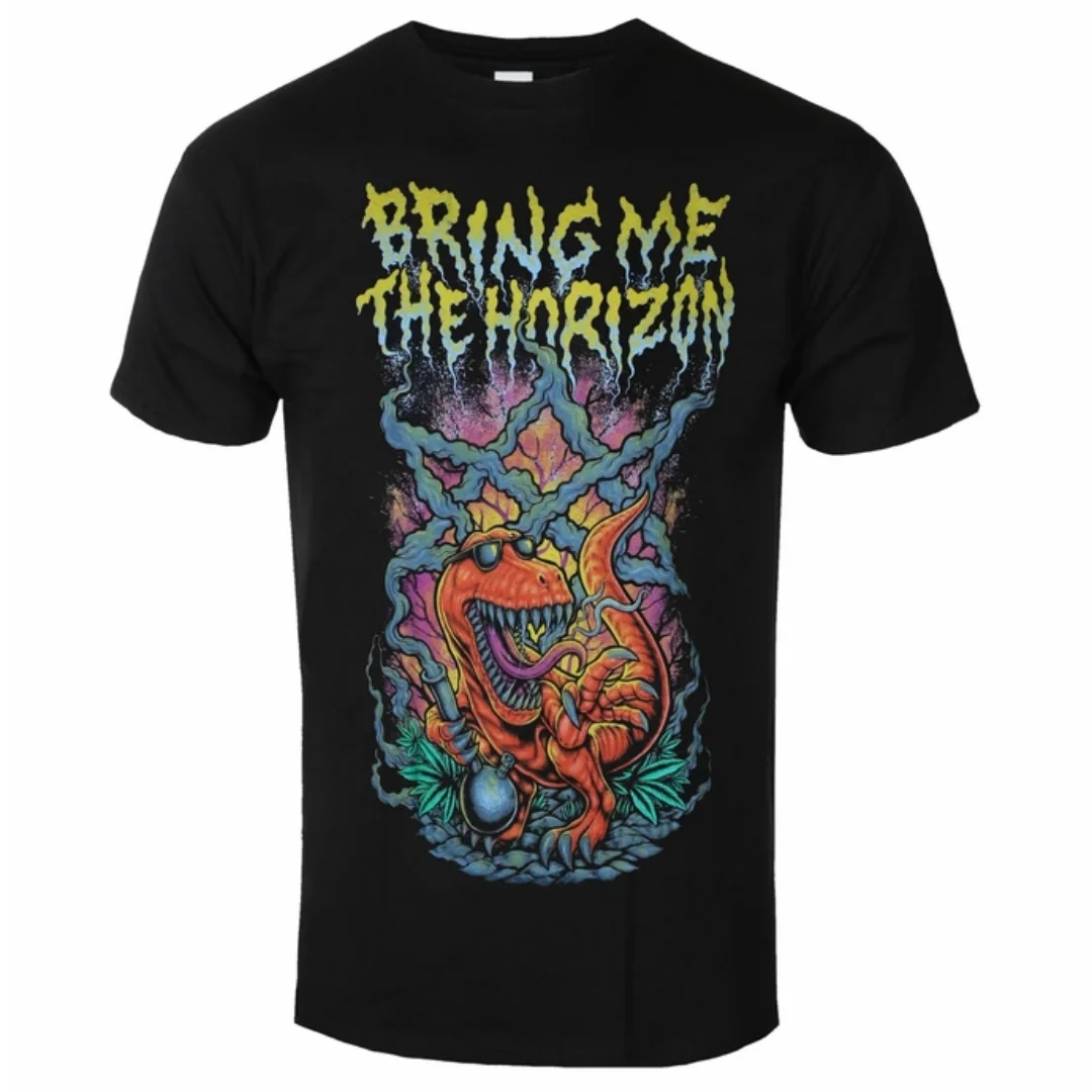 Bring Me The Horizon - Smoking Dinosaur Printed T-shirt - Rock Metal Style Band T-shirt - Suitable for Both Men and Women