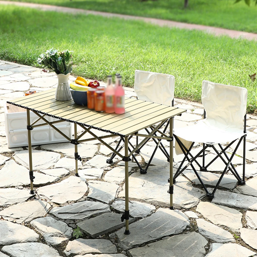 

Outdoor Folding Long Table Portable Storage Black Camping Desk Barbecue Easy To Install With Net Bag Light Stable