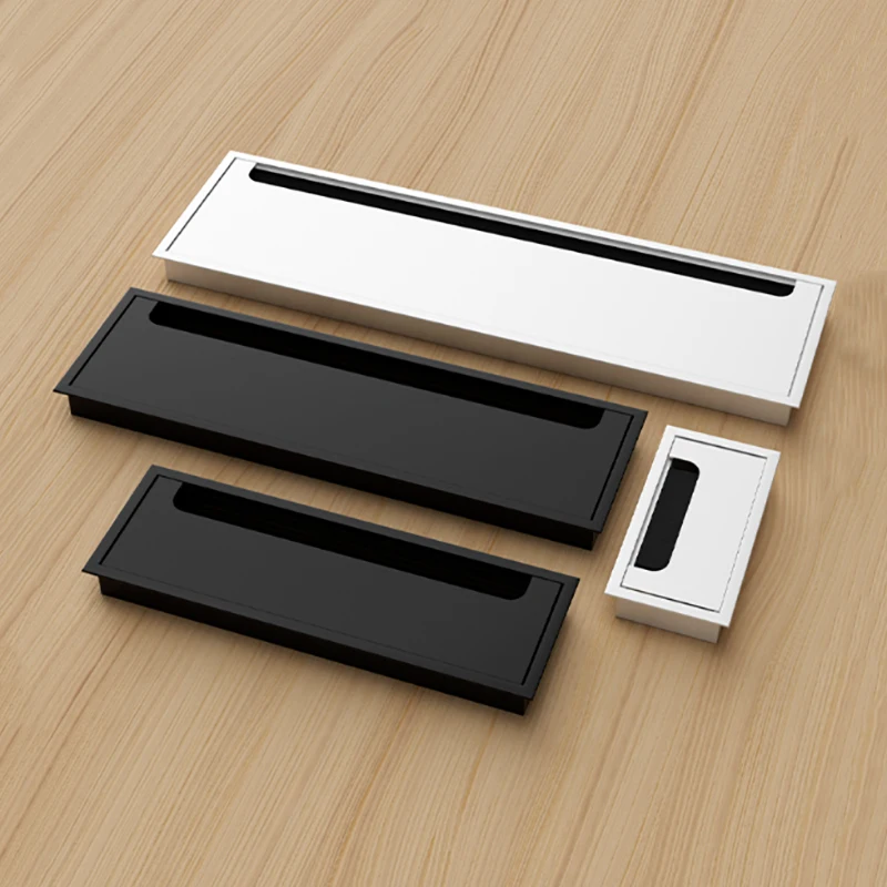 

1Pcs Aluminum Alloy Office Furniture Hardware Desktop Cable Hole Cover Threading Box Organizer Width 80mm Length 80mm-1000mm