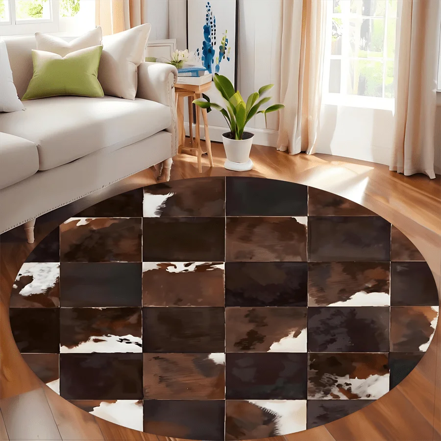 Wild Leopard Spot Brown Black Beige Animal Fur Texture Round Carpet For Glamour Bedroom With Safari Spirit Carpet Wild