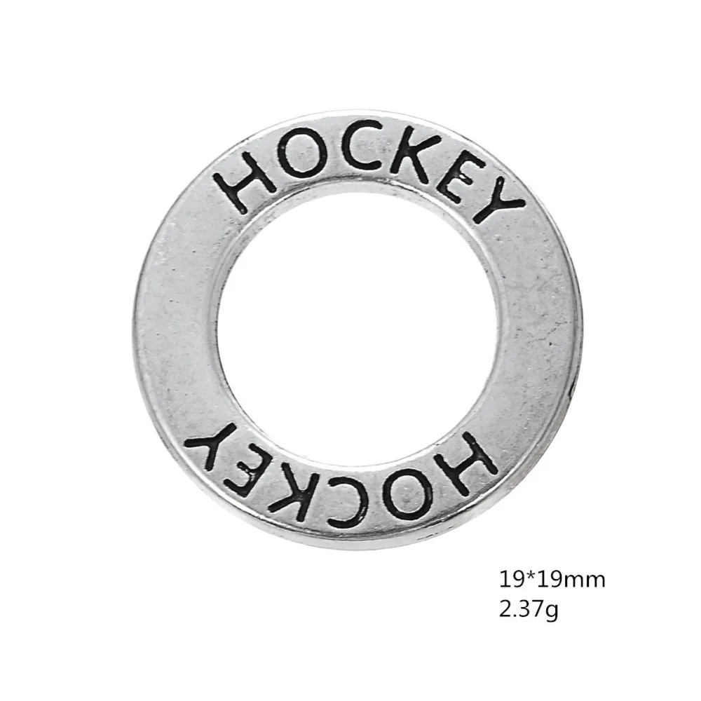 My shape 20 pcs Fashion Hockey Round Ring Circle Charms Alloy Pendants for Necklaces Bracelets Hand-made Jewelry DIY Accessories