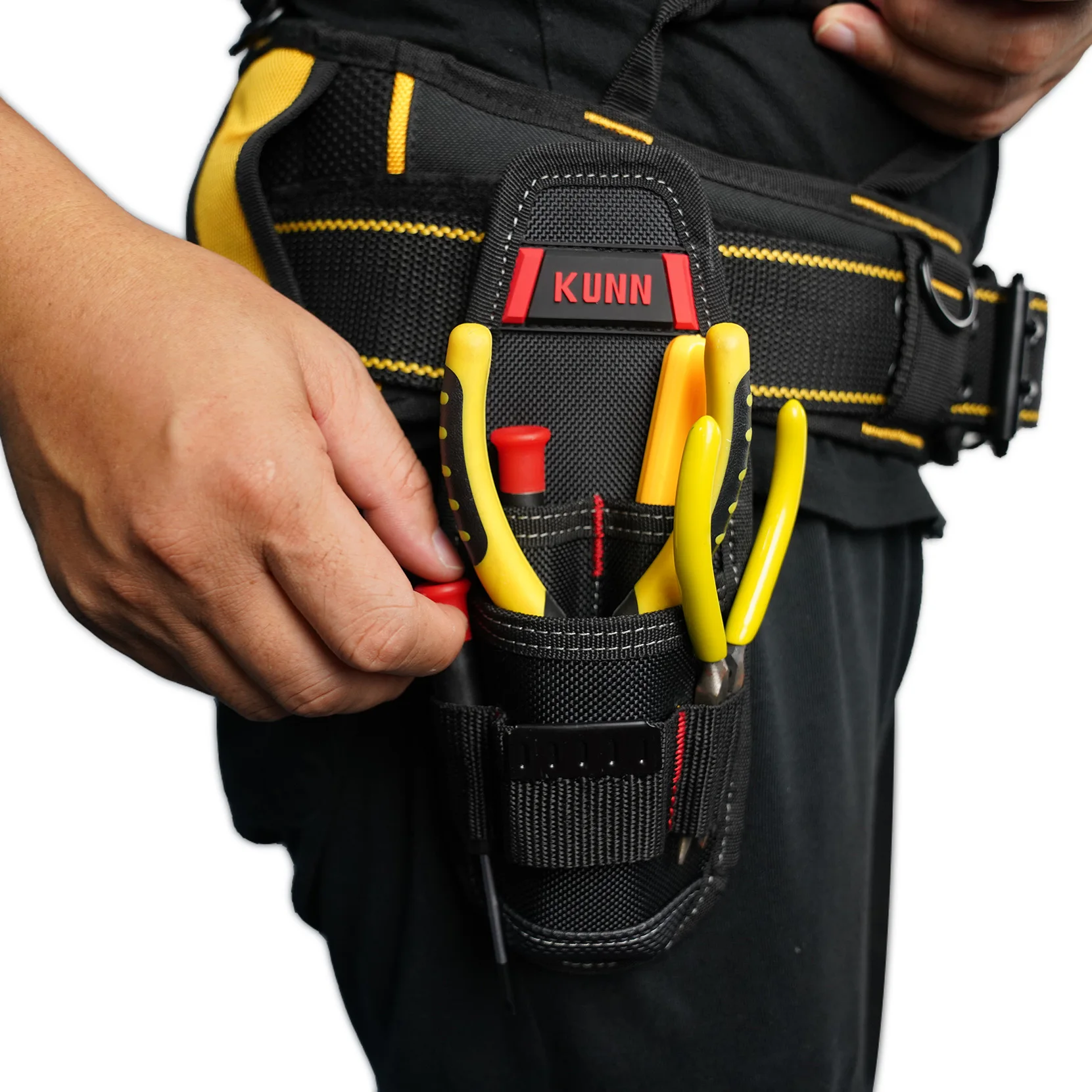 KUNN Construction Tool Holder Small Electrician\'s Tool Pouch for Tool Belt,Multi pockets for utility knives,,pliers etc