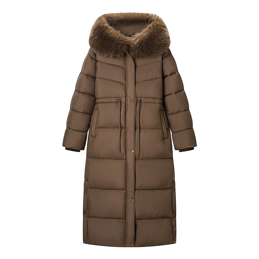 Women's Fashion Casual Long Over-the-Knee Slimming Thickened Hand-Padded Cotton Jacket REN1