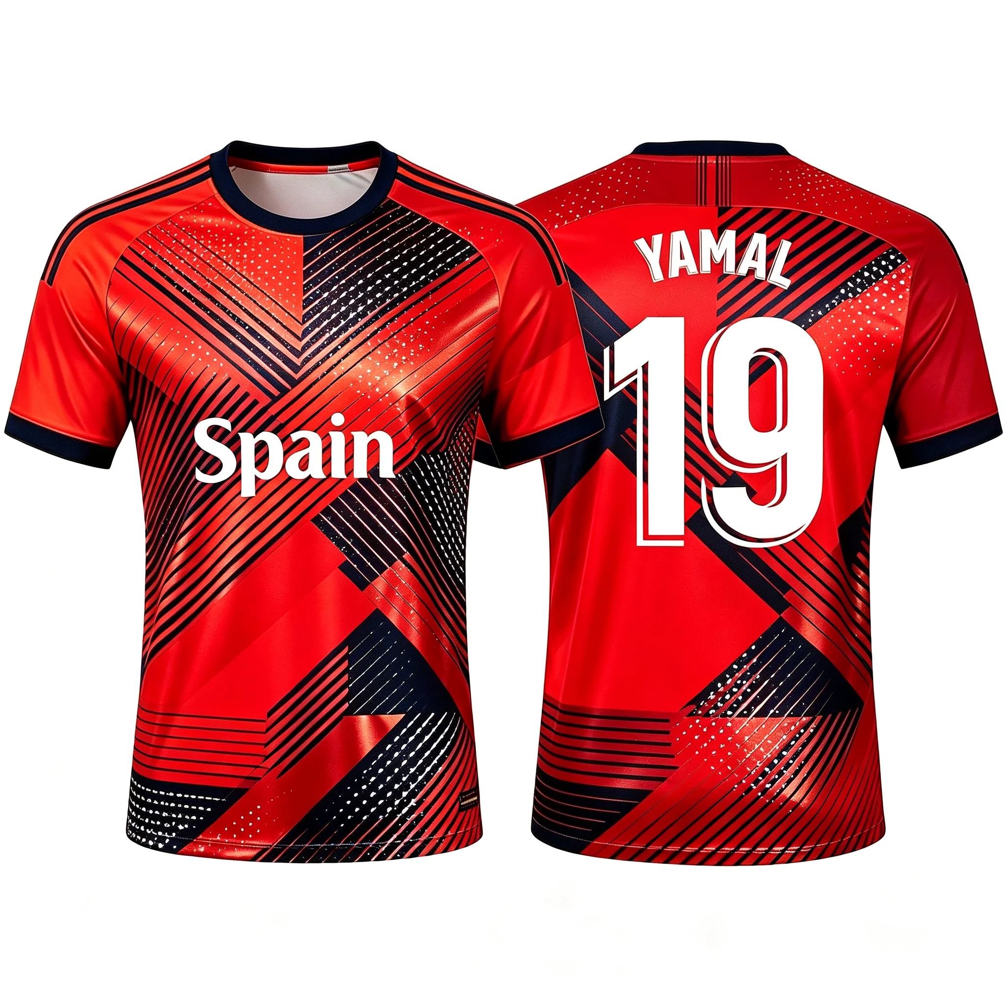 Yamal19 Spanish football shirt, personalized contrasting print, men's and women's casual training fan short sleeved shirt