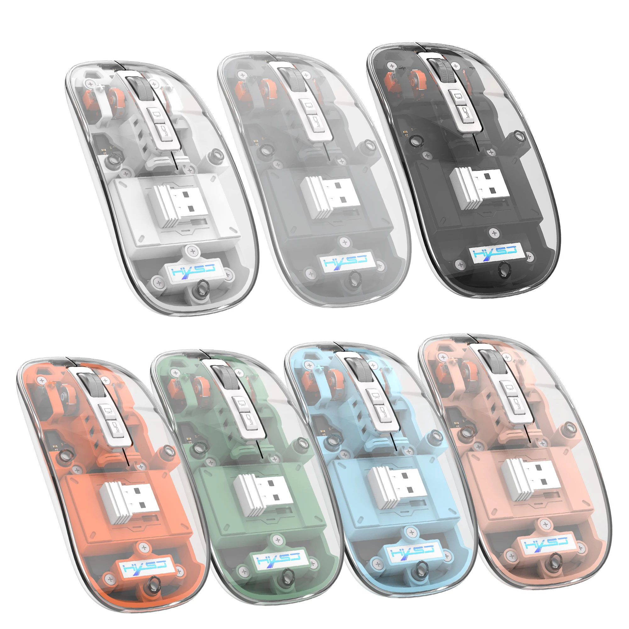 

Transparent Gaming Mouse 2.4G Bluetooth-compatible Wireless Mouse with RGB Light Rechargeable Mouse