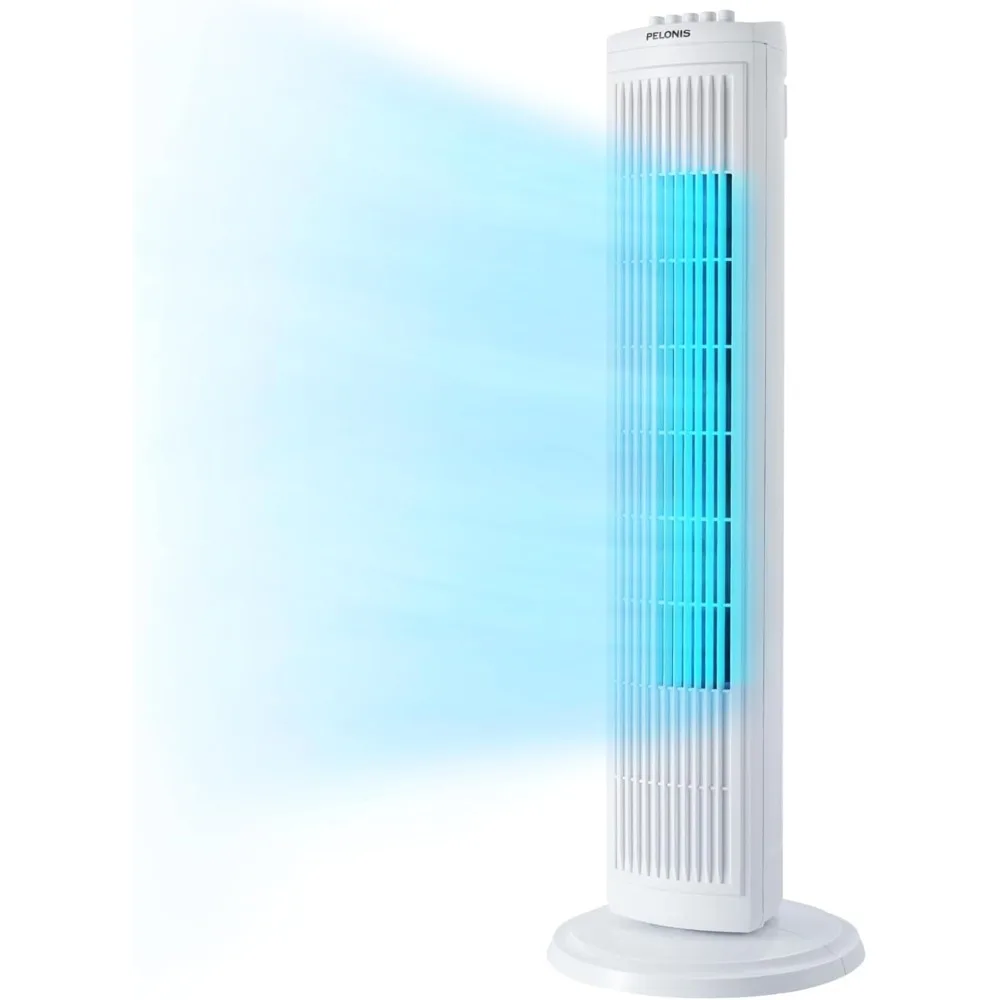 

30" Tower Fan for Bedroom, Standing Fan with 3 Speeds, 90° Oscillation, Small Fan with 120-Min Auto Timer, White