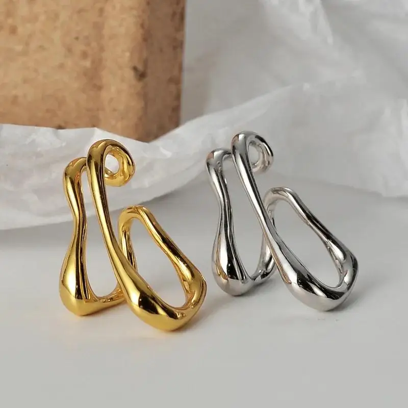 Vintage Double Layer Ear Cuff Ear Clip for Women No Pierced Geometric Lines Earrings Wrap Earcuff Clips Trendy Party Jewelry