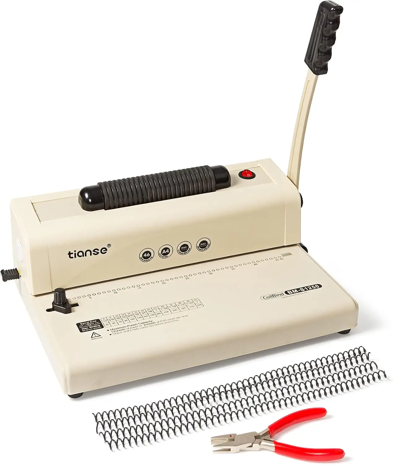 Electric Coil Inserter Binding Machine 12 Sheet Punch Letter A4 A5 Plastic Metal Coils 100 Coil Spines Pliers Home Office School