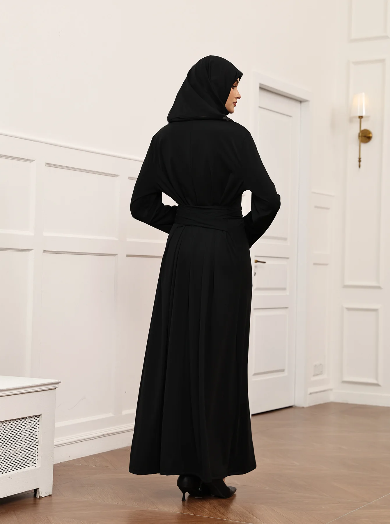

2026 Arabian Robe Muslim Women Dress Black Headscarf Belt Middle Eastern Long Dresses Dubai Abaya Kaftan Ramadan Islam Clothing