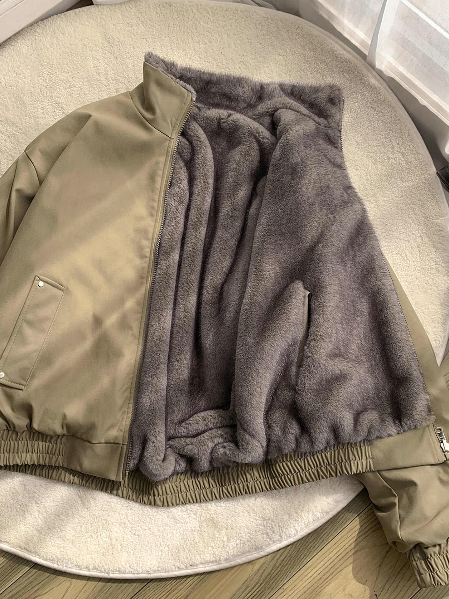 

Double-Sided Wearable Mountain Eagle Cotton Jaet Men's Winter Thiened Fce Lined American ort Flight Jaet Lamb Velv...