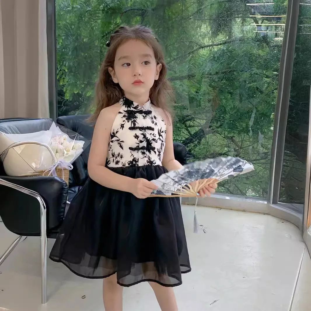 Girls' Dress Summer Outfit New Style Fashionable Chinese Princess Dress Kids Cute Sleeveless Skirt