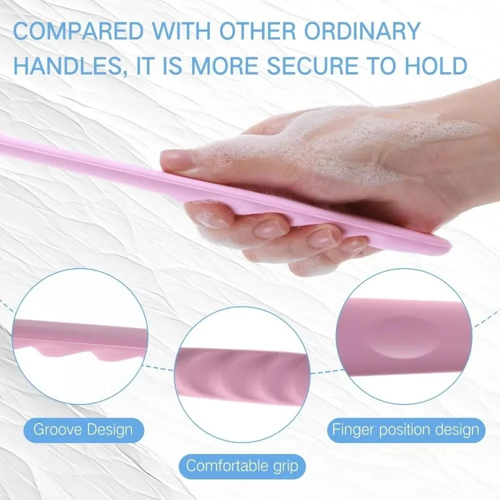 Soft Silicone Body Scrubber Back Brush Bath Shower Brush with Handle Exfoliating Back Scrub Skin Massager Body Care Bath Supplie
