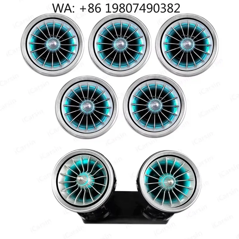 Front & Rear Turbine Air Vent LED Lamp, 64 Color Adjustable Interior Ambient Light Fit W205 X253 Car Interior Mod Decor Parts