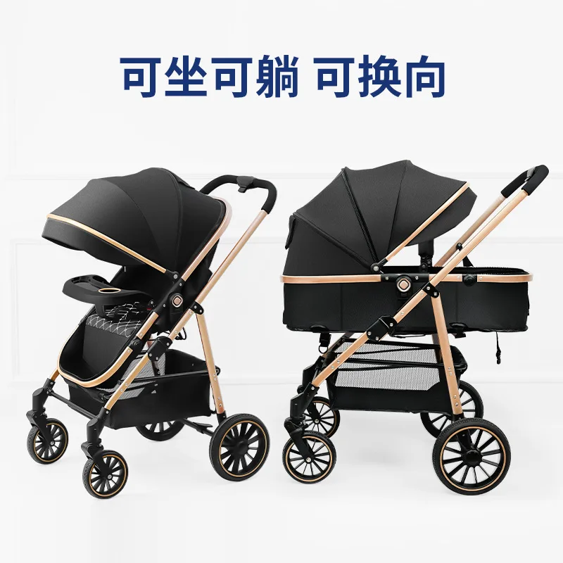 Pet Stroller High Landscape Can Sit and Lie Down Pet Cat and Dog Car Folding Two-way Four-season Shock Car