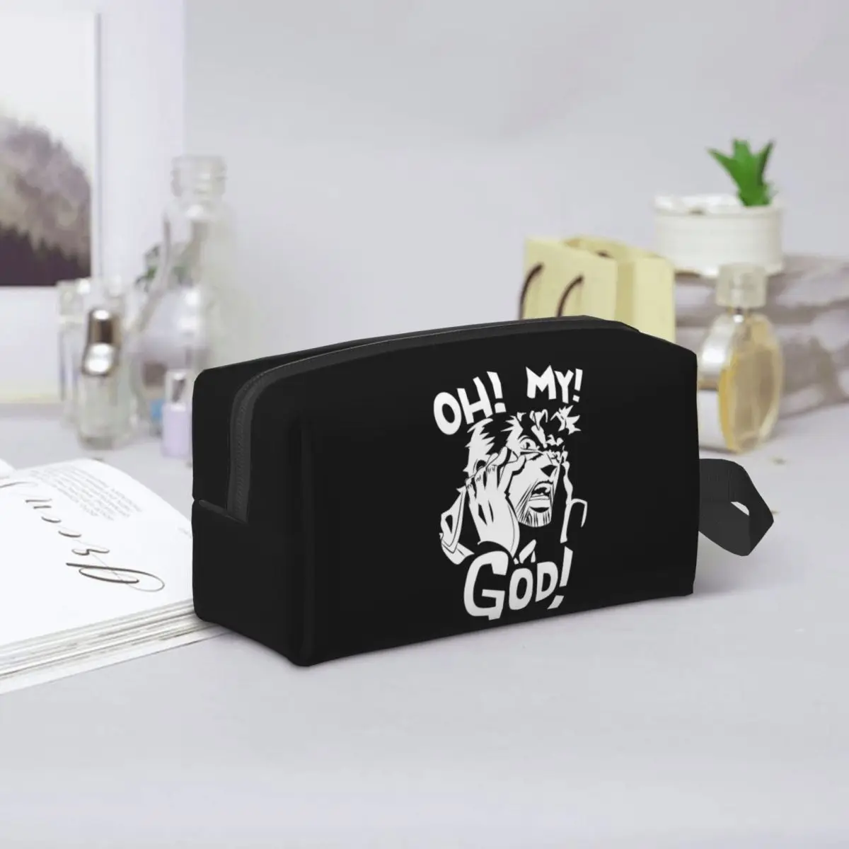 Joseph Joestar Oh My God Jojo Bizarre Adventure Makeup Bag Cosmetic Storage Dopp Kit Toiletry Cosmetic Bag for Women Beauty