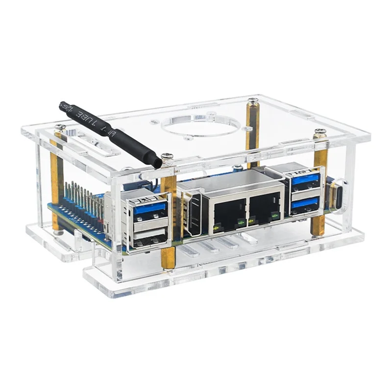 JABS-مروحة تبريد للوحة تطوير Orange Pi RV2 غلاف أكريليك صندوق تبريد شفاف B