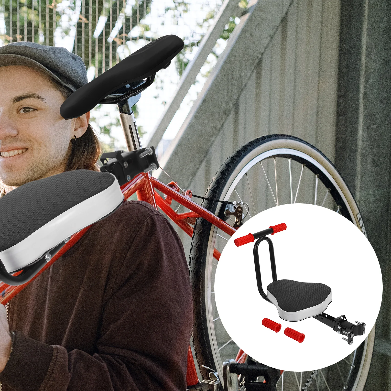 

1PC Durable Children Bike Seat Adjustable Chair for Kids Comfortable Front Loading Saddle for Family Trips