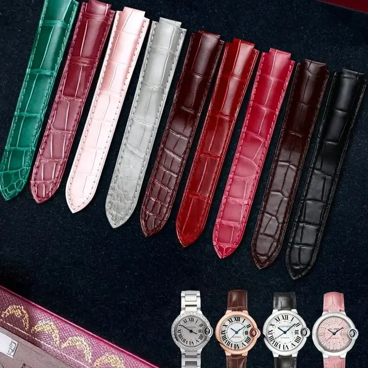 สายหนังจระเข้นิล ใช้ได้กับนาฬิกา Cartier Ballon Bleu Tank และ Key รุ่นดั้งเดิม สายหนังจระเข้นิลสำหรับผู้ชายและผู้หญิง