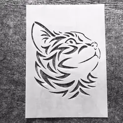 A4 29*21cm Cute Cat Head DIY Layering Stencils Wall Painting Scrapbook Coloring Embossing Album Decorative Template