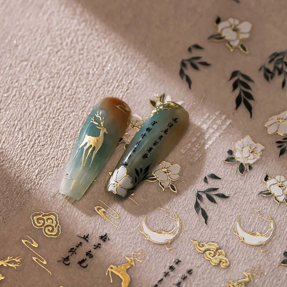 Pearl Chinese Knot Chinese Flower Nail Sticker Swallow Chinese Character Poetry Flower Nail Decoration Nail Accessories