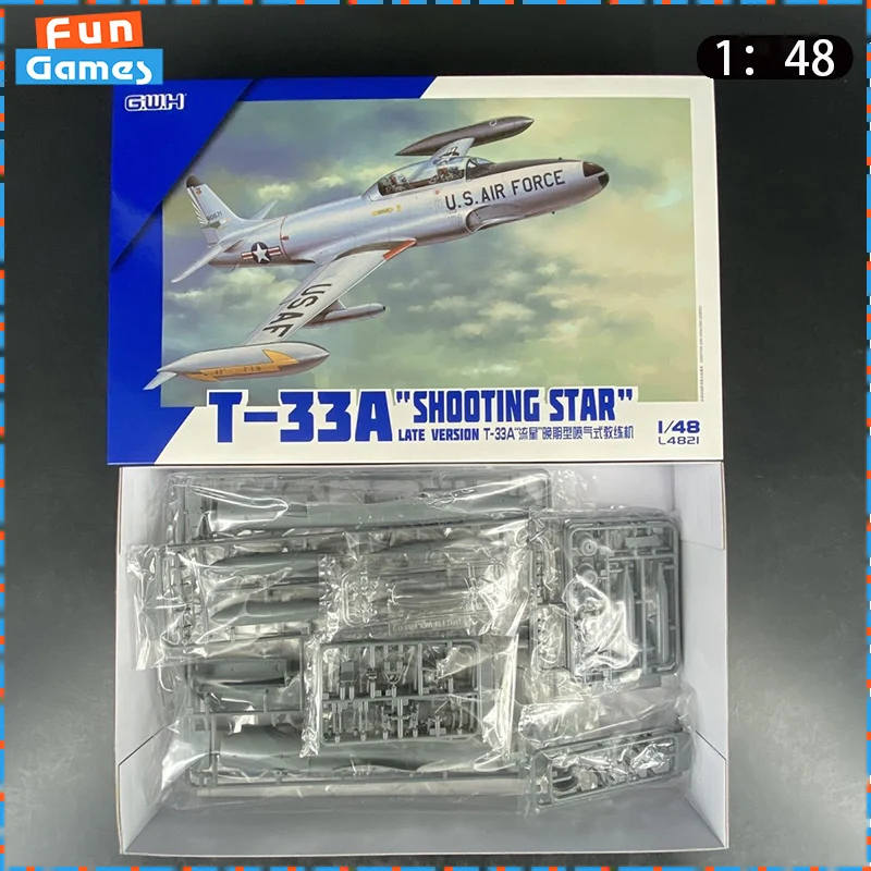 

GWH 1/48 Great Wall Assembled Aircraft Model L4821 T-33a Advanced Trainer Plane Uncolored Custom Ornament Children Toy Gift