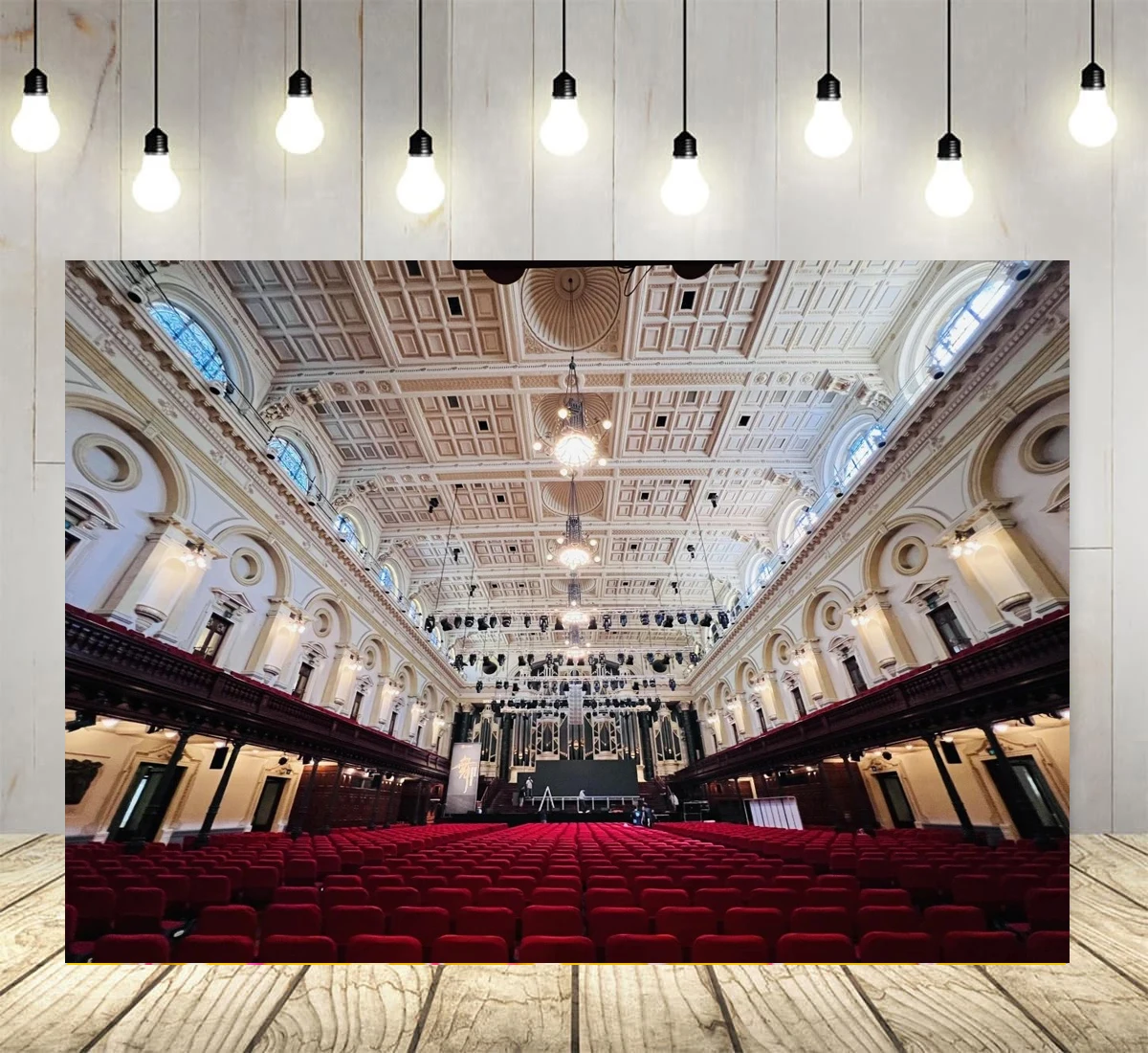 Retro Medieval Palace Photography Backdrop for Luxurious Chandelier Vienna State Opera House Interior Background Halloween Party