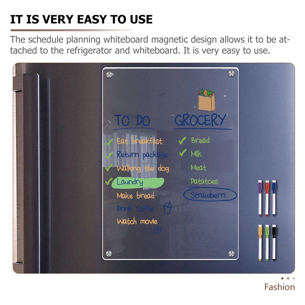 Clear Magnetic Refrigerador White Board, Pendurado Dry Erase, Calendário acrílico para geladeira