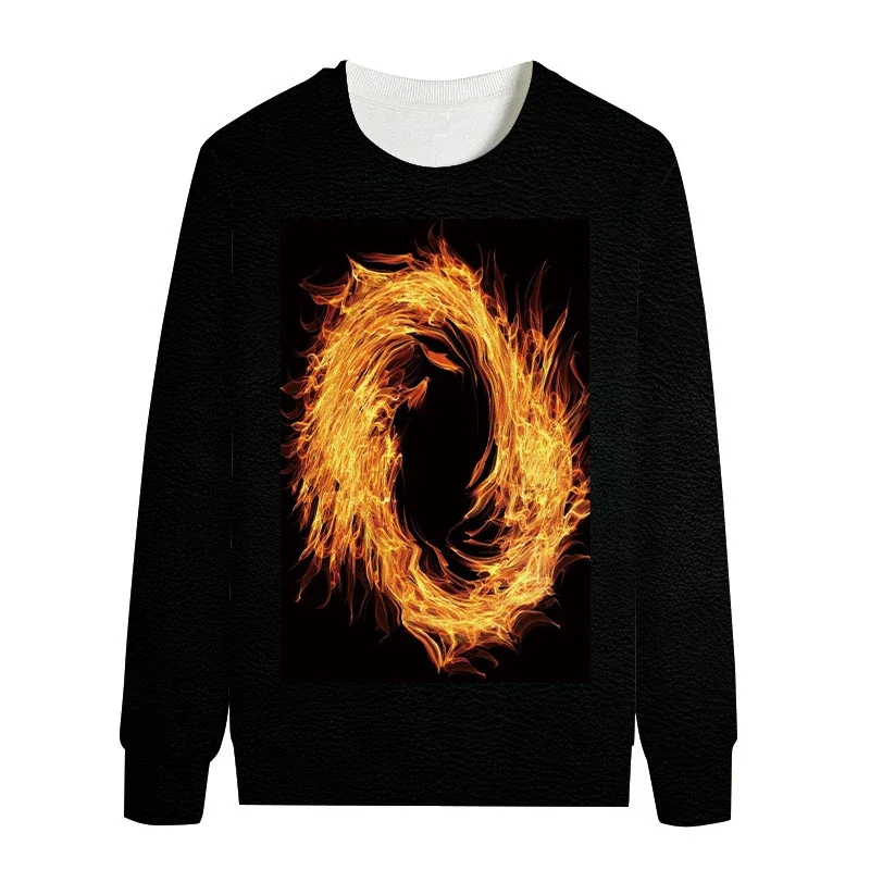 Fire Pattern 3d Printed Sweatshirts for Men and Women Pullovers Harajuku Unisex Tops