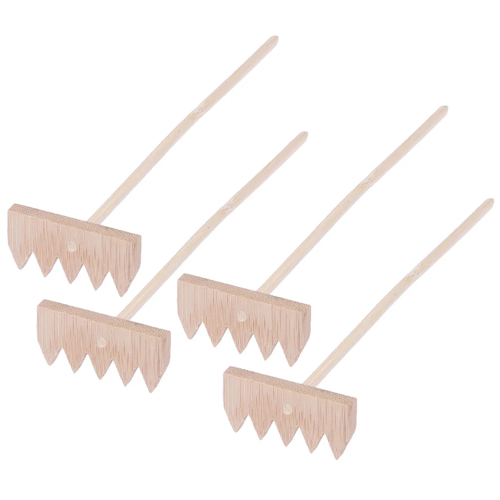 

4Pcs Sand Table Small Rake Bamboo Rake Decorative Rake Sand Table Supplies Mini Rake Toys Bamboo Rakes