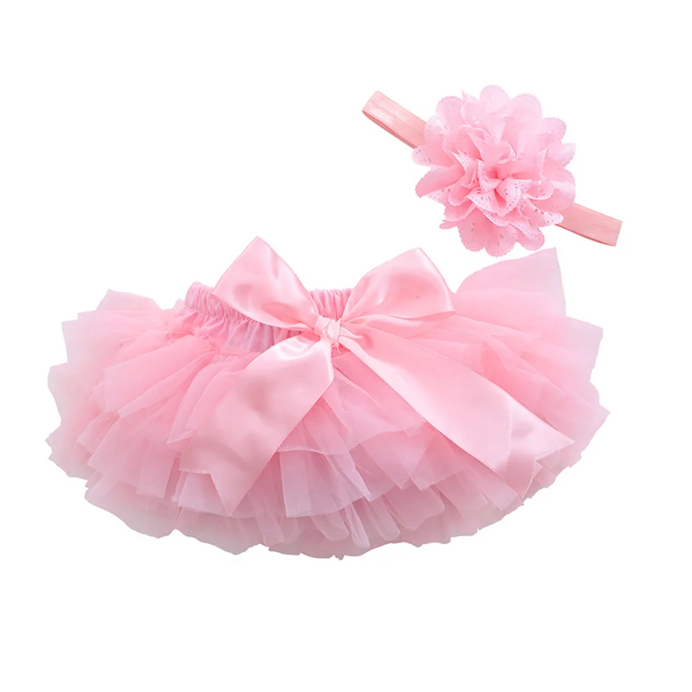 

Tutu Skirt Baby Girls Newborn Toddlers Birthday Dress Headdress S Pink Satin Elastic Waistband Easy Wash Stain Resistant