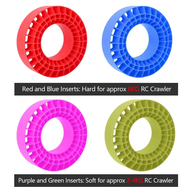 4PCS Silicone Rubber Insert Foam Tire Fit For 1.9 Inch Wheel Tires 108Mm Foam Fit For 1/10 RC Crawler Car Accessories -Blue