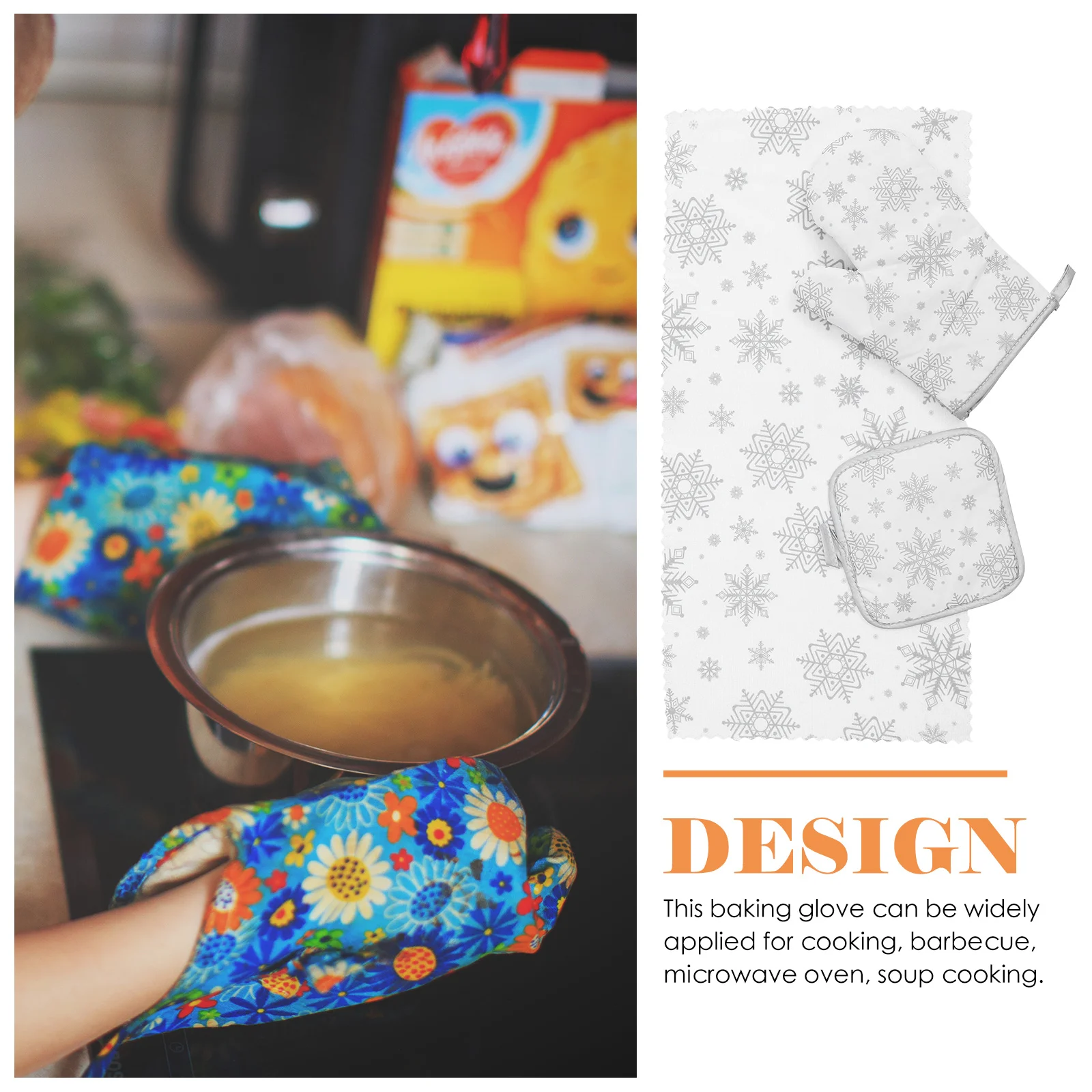 

1Set Heat Resistant Glove Set Baking Oven Mittens Kitchen Cooking Gloves for High Temperature Safety and Comfort Use