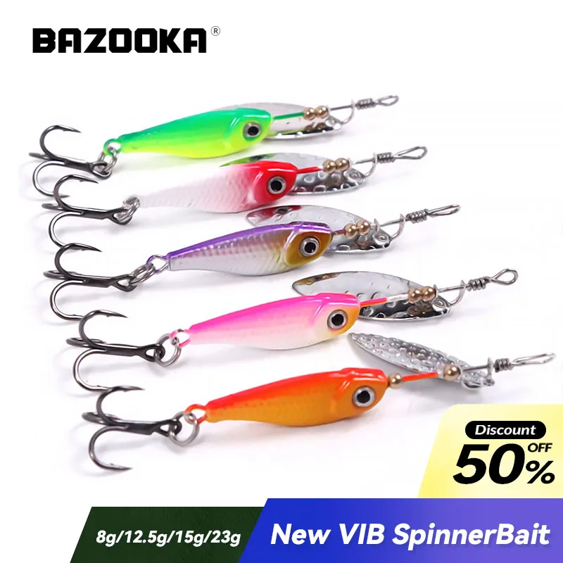 Bazooka Fishing Lure Spinners Spoon Bait Wobbler Casting Bass Pike Willow Tackle Metal Artificial Sequins Spinnerbait Ice Winter