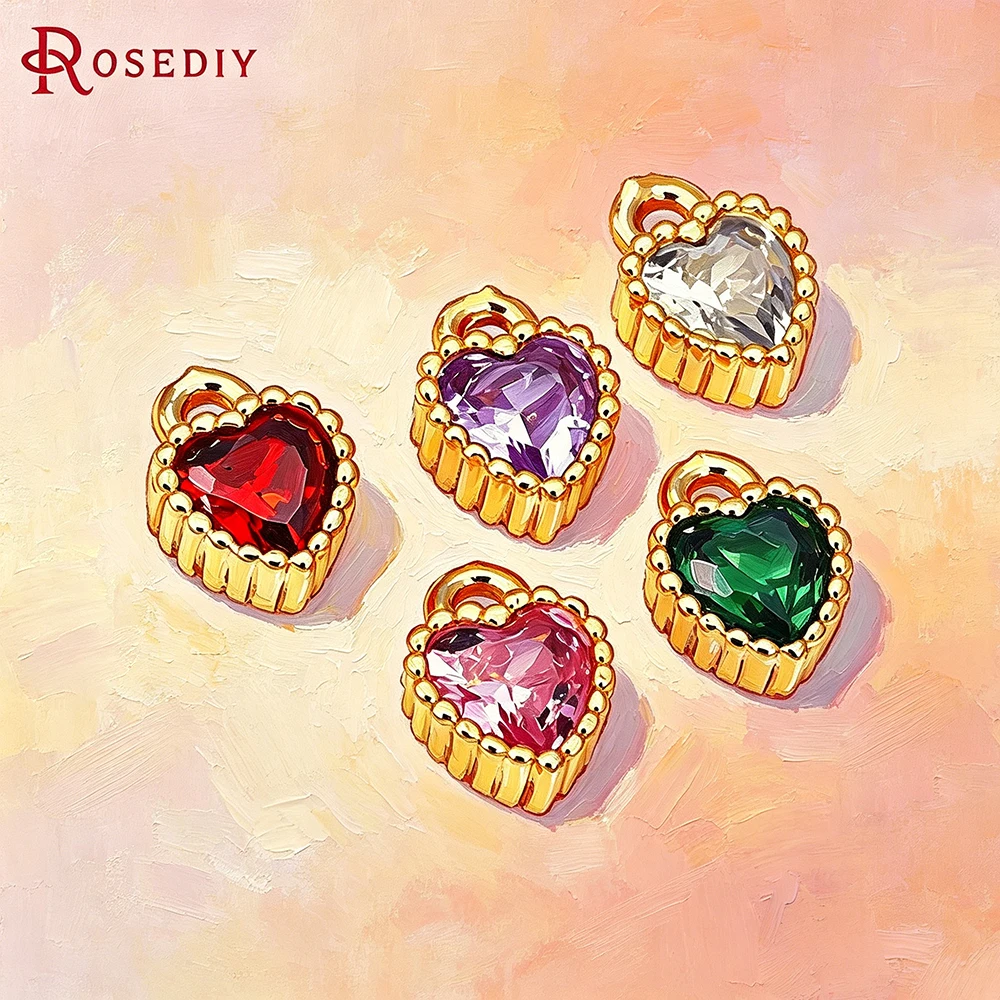 18K Gold Color Heart Shape Charms Pendants Necklace Earrings High Quality Diy Jewelry Accessories Making Materials Rosediy