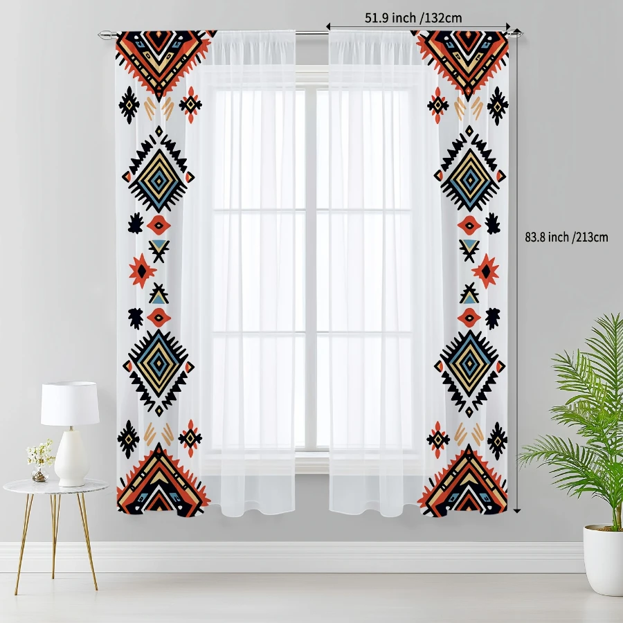 2PCS Digital Print Sheer Curta - огляд і ціна Home Office Rate