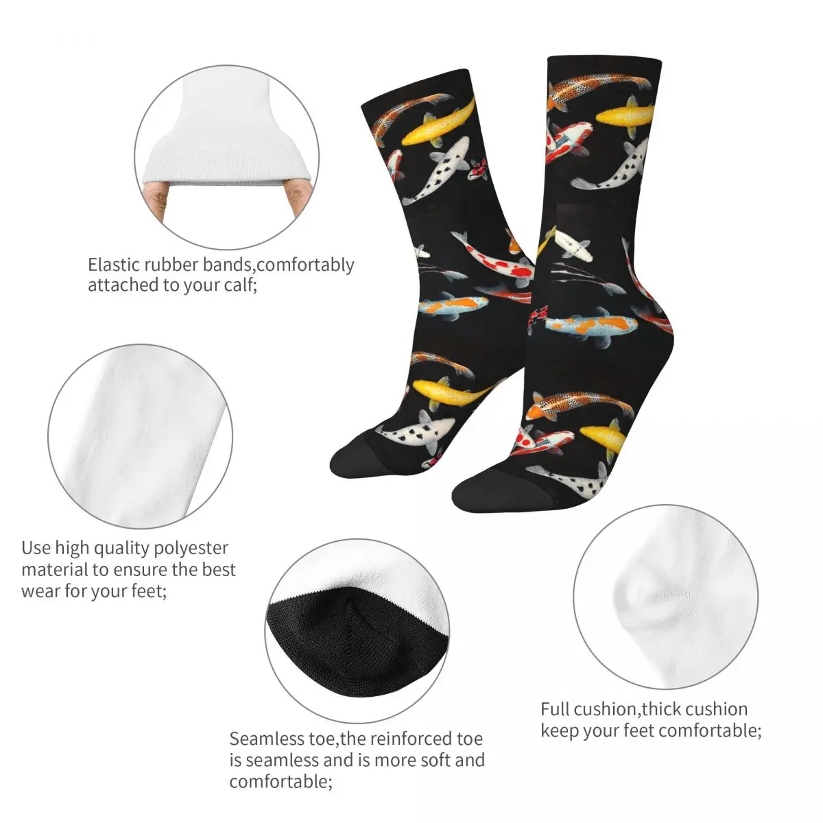 New Men's Socks Casual Koi Fish Lucky Sock Polyester Pond Carp Water Sport Women Socks Spring Summer Autumn Winter