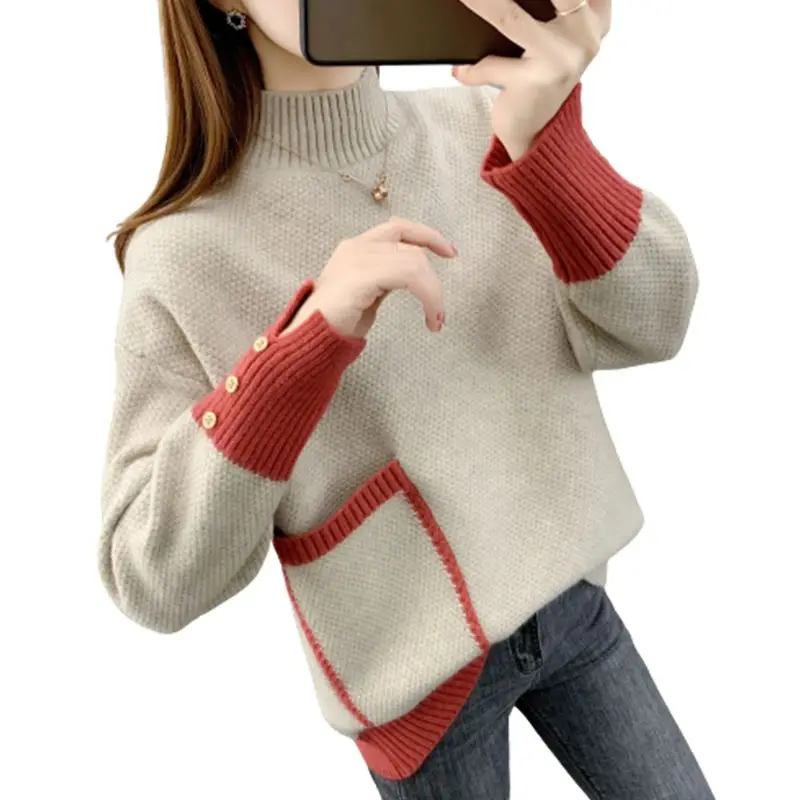 

Ladies New Fashion Pullover Sweater Women Clothing Girls Autumn Casual Knitwear Female Woman OL Sweaters BVy1021