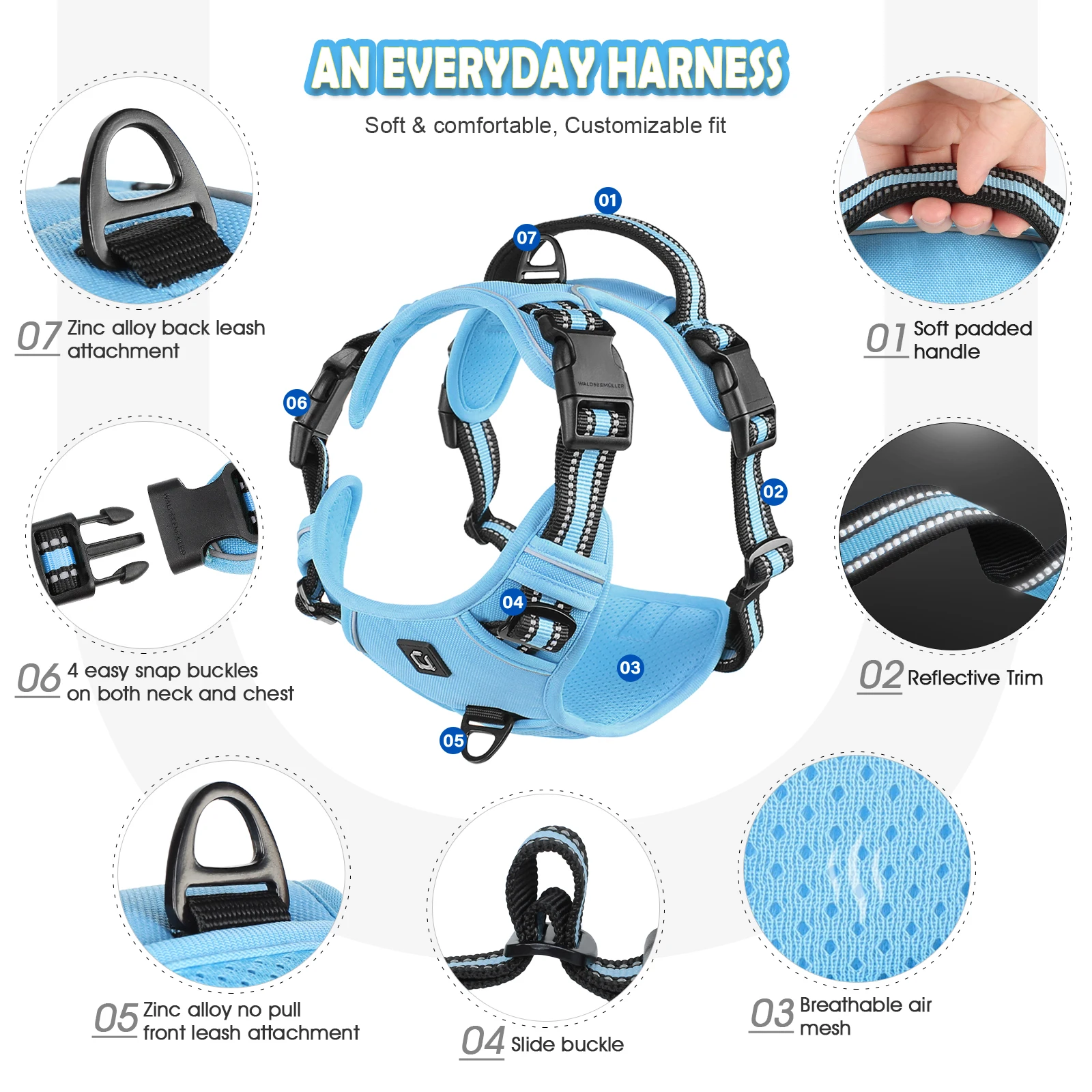 Reflective Dog Harness And Leash Set, Escape Proof No Pull Vest_voghion.com