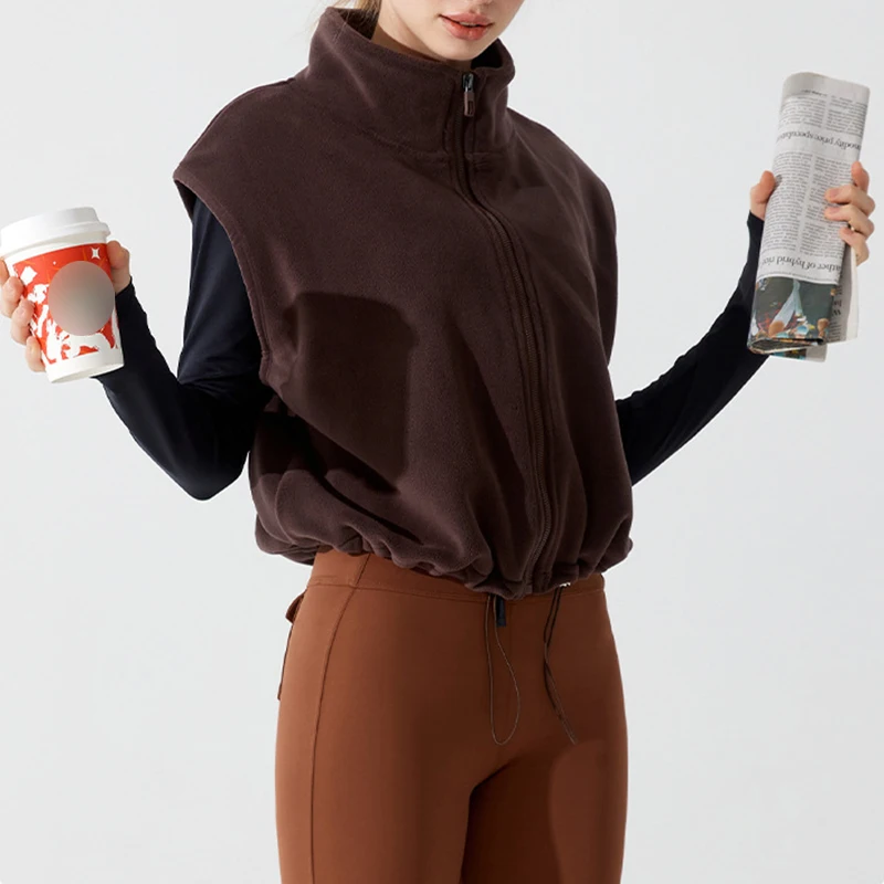 Women Autumn Winter Warm Velvet Waistcoats Running Yoga Fitness Jacket Warm Fleece Coat Outerwear Sleeveless Jackets Vest