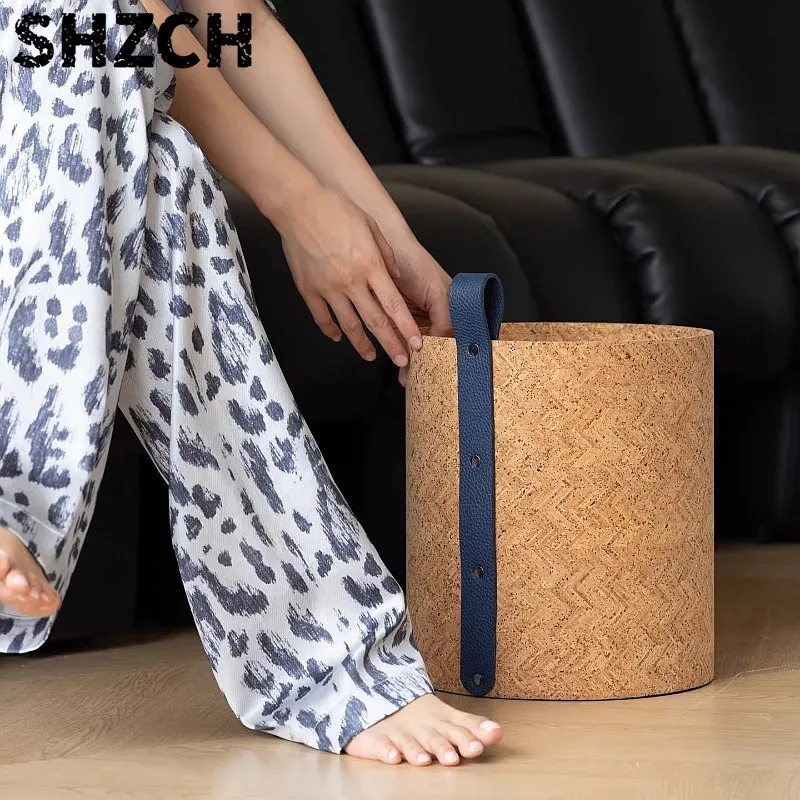 Natural Cork Storage Basket Large Capacity Laundry Hamper with Handles Multi-Purpose Toy Organizer