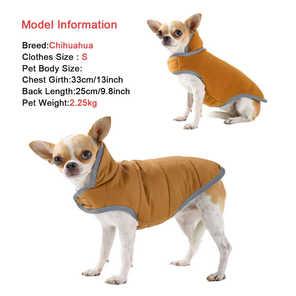 Wintermantel für Haustiere, wendbar, winddicht, Hundejacke für kleine und mittelgroße Hunde und Katzen, reflektierende Sicherheitskleidung für Welpen und Chihuahuas für den Außenbereich. – Detail 1
