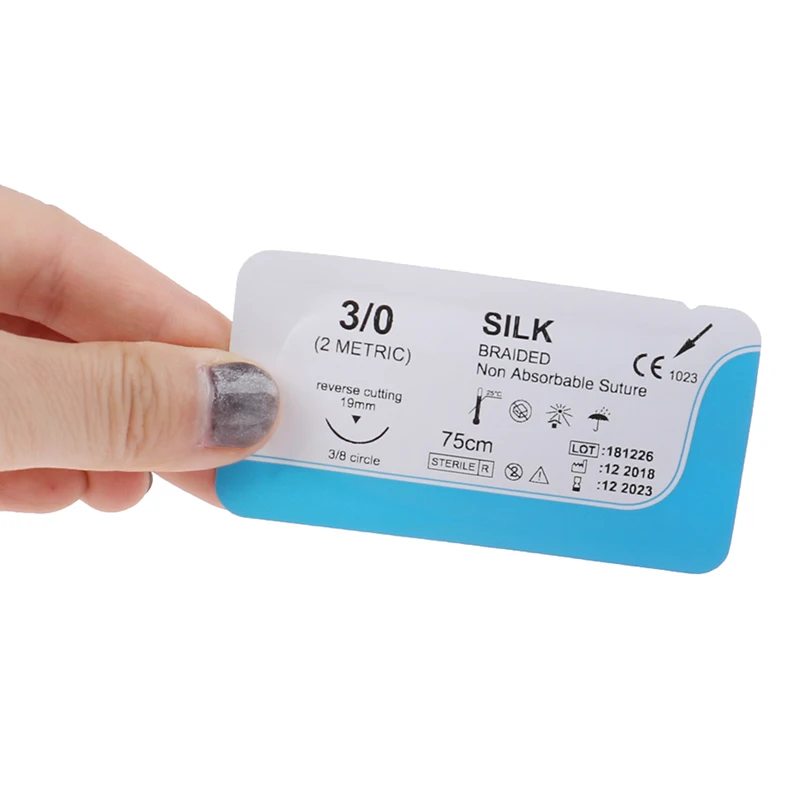Hot Sale 12PCS 2/0 3/0 4/0 Dental Surgical Needle Silk Medical Thread Suture Surgical Practice Kit 75cm