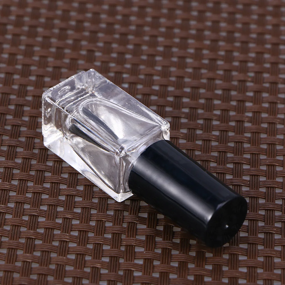 15Pcs Nail Polish Bottle Transparent Glass with Brush Black Cap for DIY Empty Container Reusable Chic Liquid Packaging