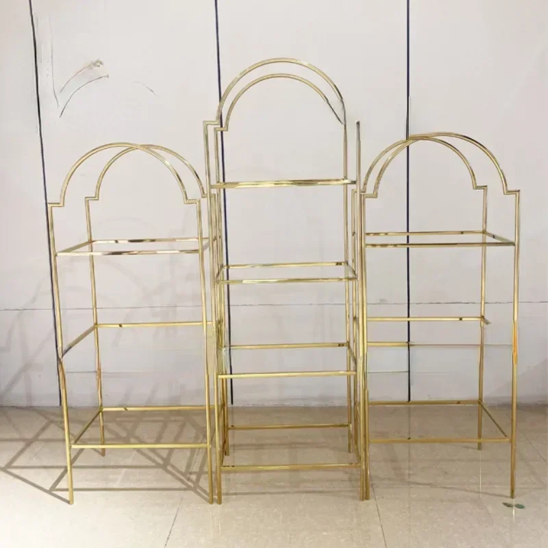 3 Level splice together wedding rental business essential gold shelf